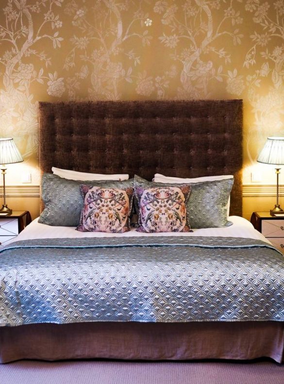 The double bed in the Nightingale Suite at Nanteos Mansion