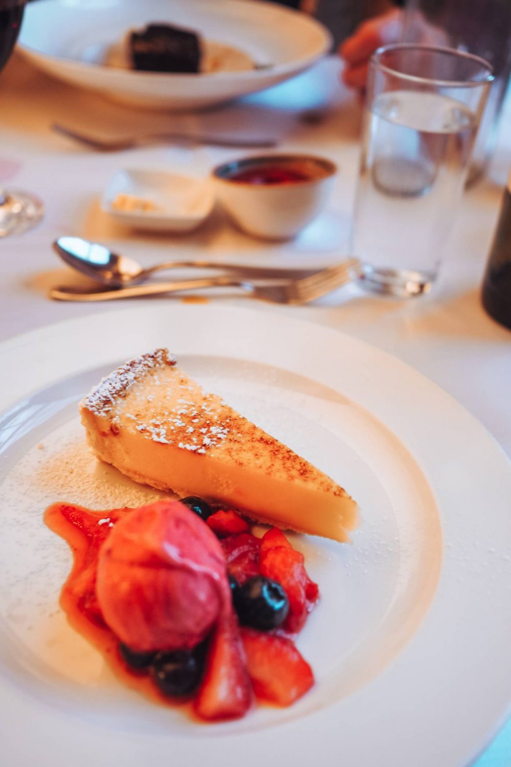Lemon Tarte with raspberry sorbet