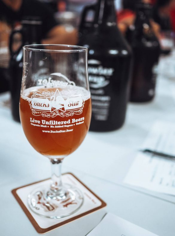 Half a pint of Bucks Star Beer Attenborough Amber ale